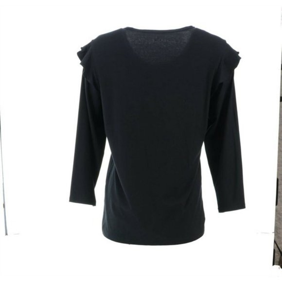 NWT LANDS' END RUFFLE SHOULDER TOP BLACK PS (PETITE SMALL) 6-8 - Picture 5 of 9